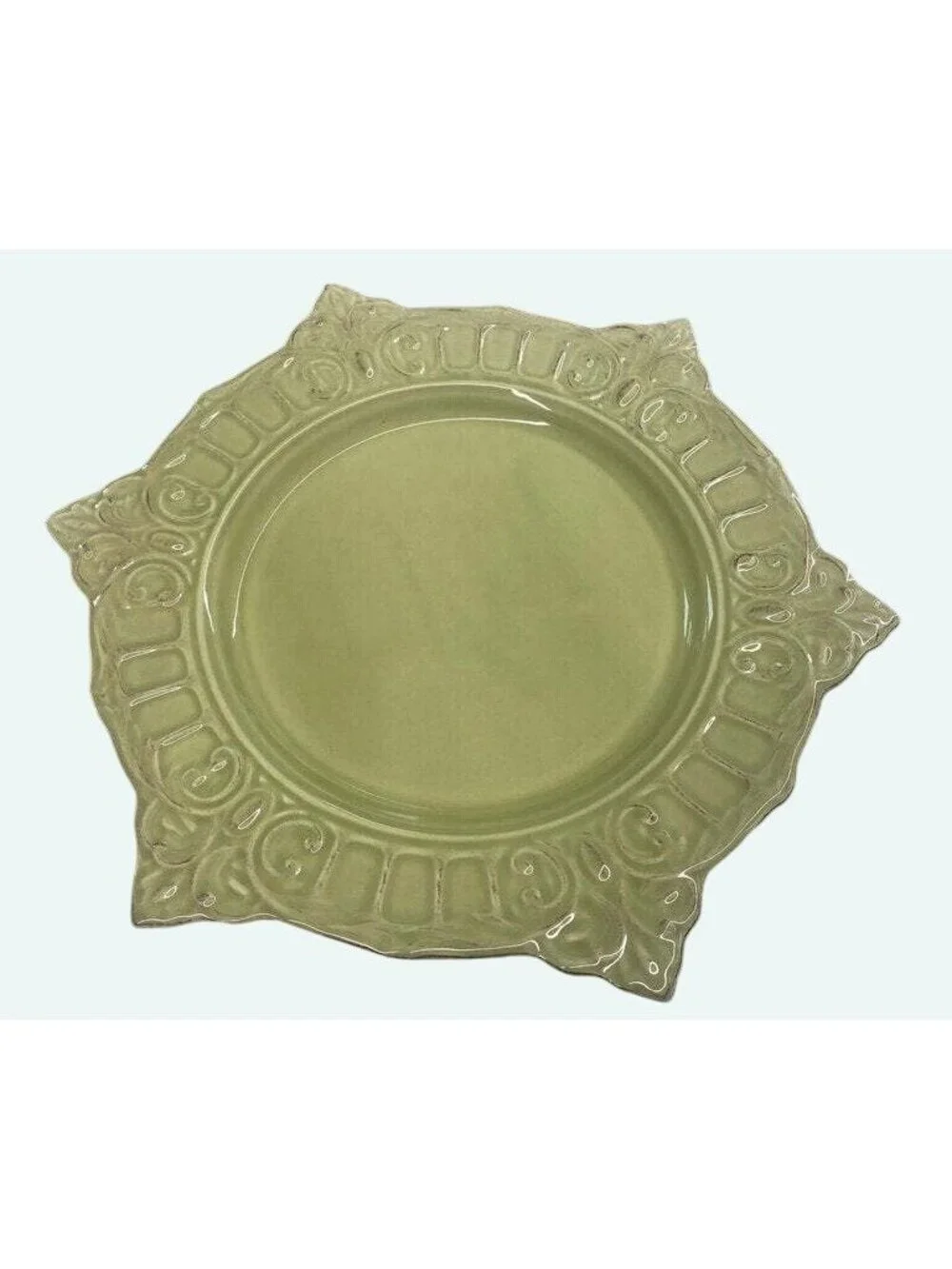 Vintage Sage Green Matceramica Dinner Plate Made in Portugal